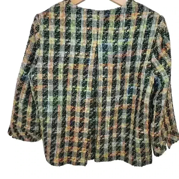 NorthStyle Blazer Jacket Womens Medium Black Colorful Tweed Mod Retro Swing - Picture 3 of 13